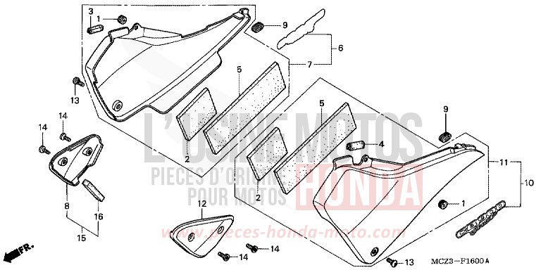 SEITENABDECKUNG von Hornet 900 MAT BULLET SILVER (NH389) von 2003